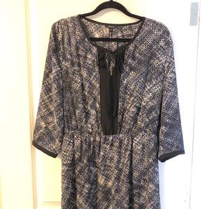 RW&CO | Navy print dress with 3/4 sleeves